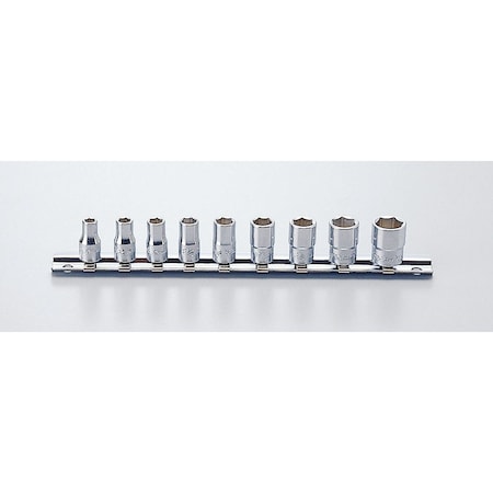 Ko-Ken Socket set 3/16-1/2 6 Point 150mm 9 pieces 1/4 Sq. Drive, RS2400A/9 RS2400A/9